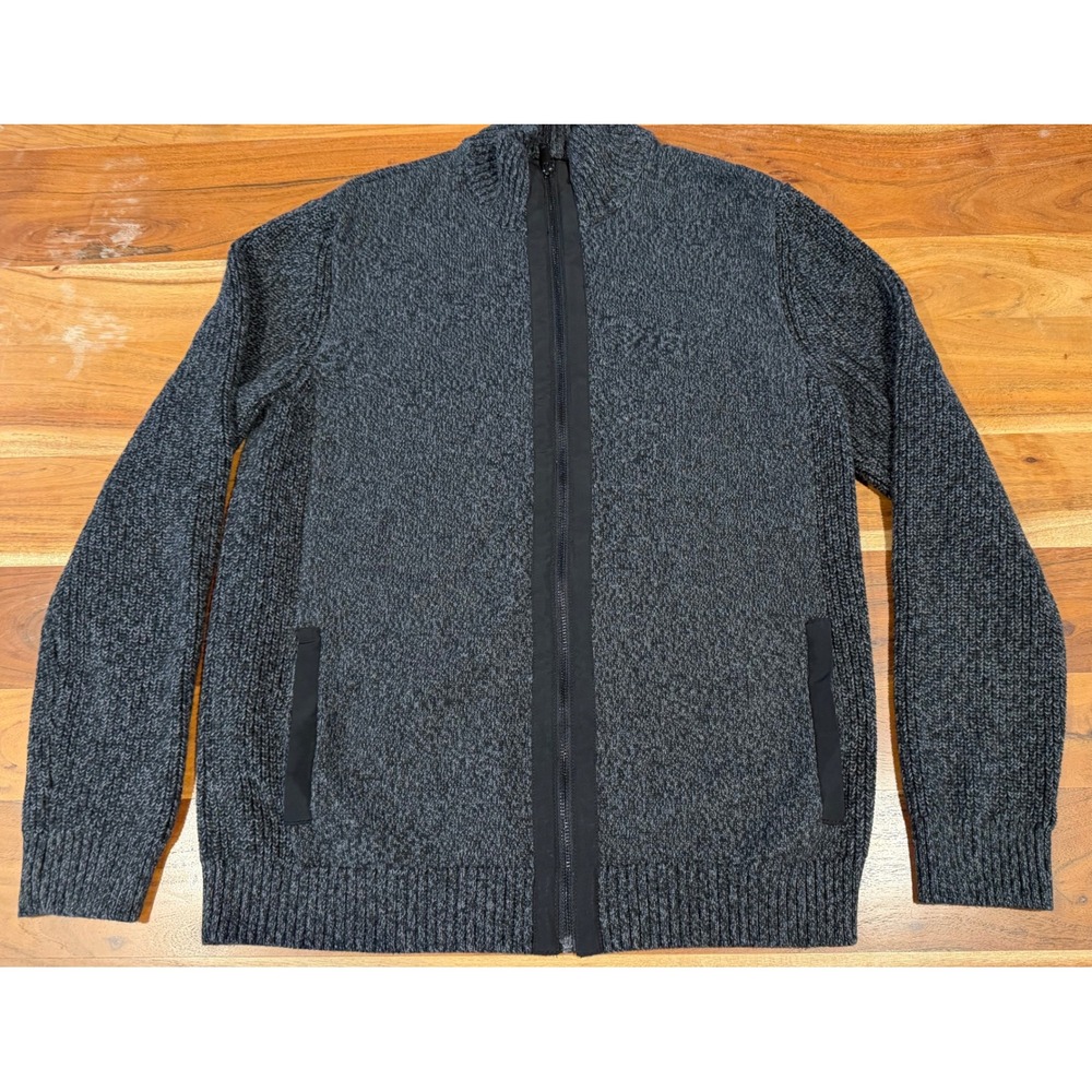 Daniel Hechter Paris Mens Large Full Zip Cardigan Sweater Gray Marl 100% Cotton - Picture 4 of 8